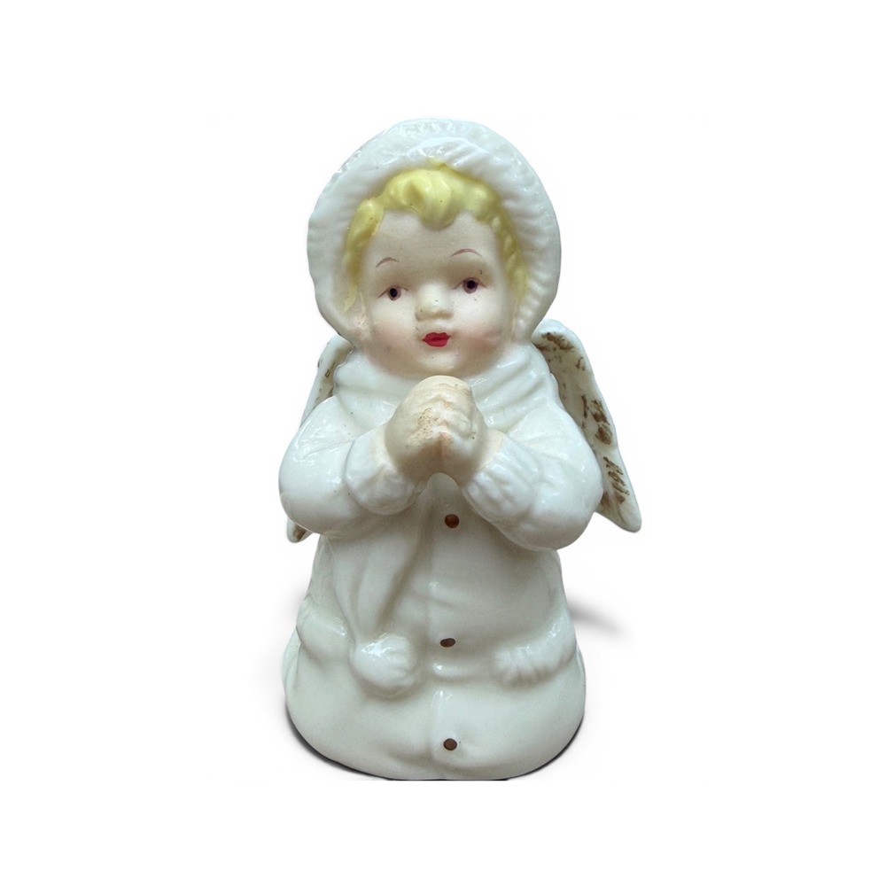 Vintage Roman Inc Porcelain Winter Angel Figurine Praying Noel Joy Holiday Decor